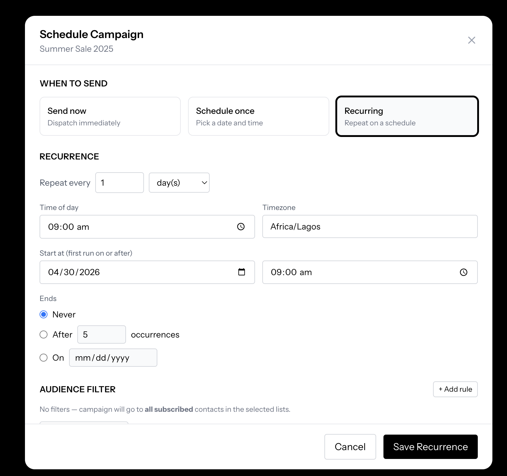 Mailer scheduling