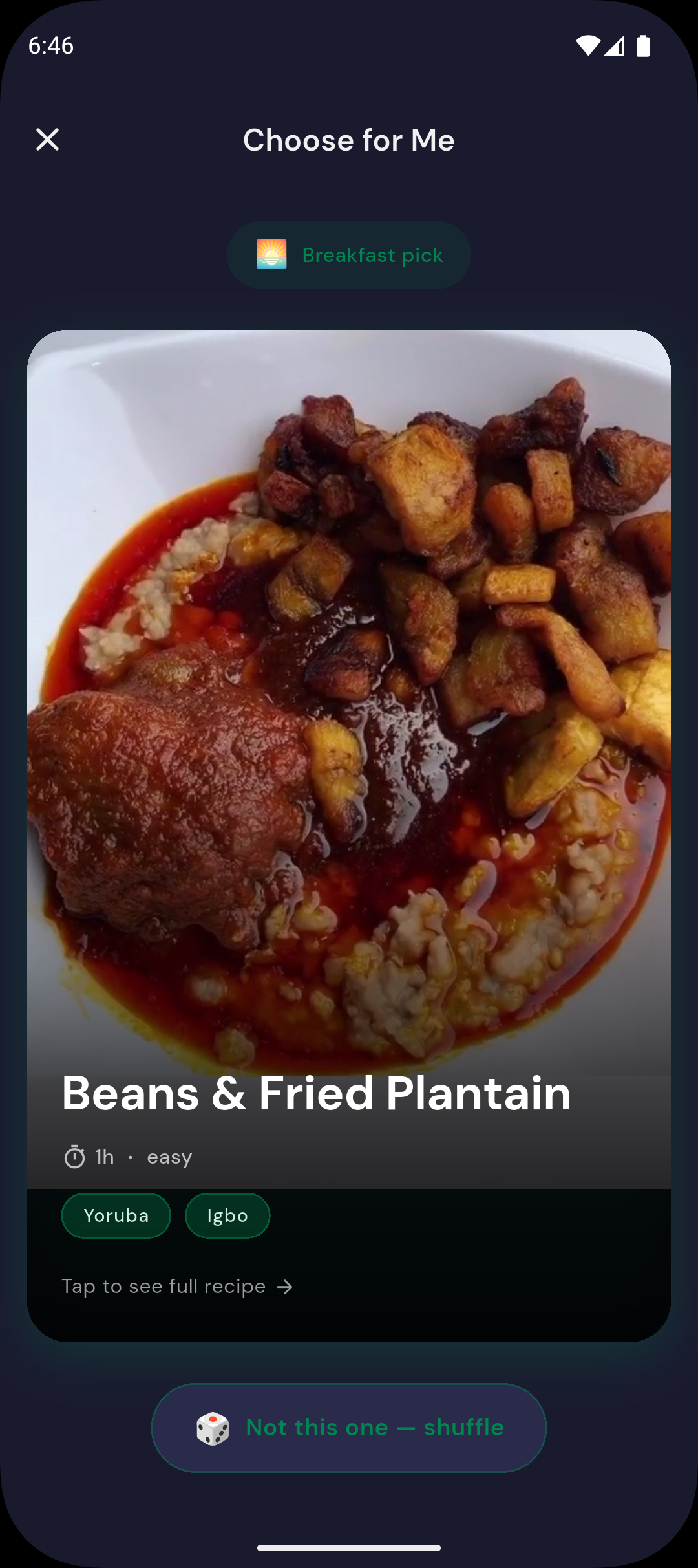 Ounje mood discovery