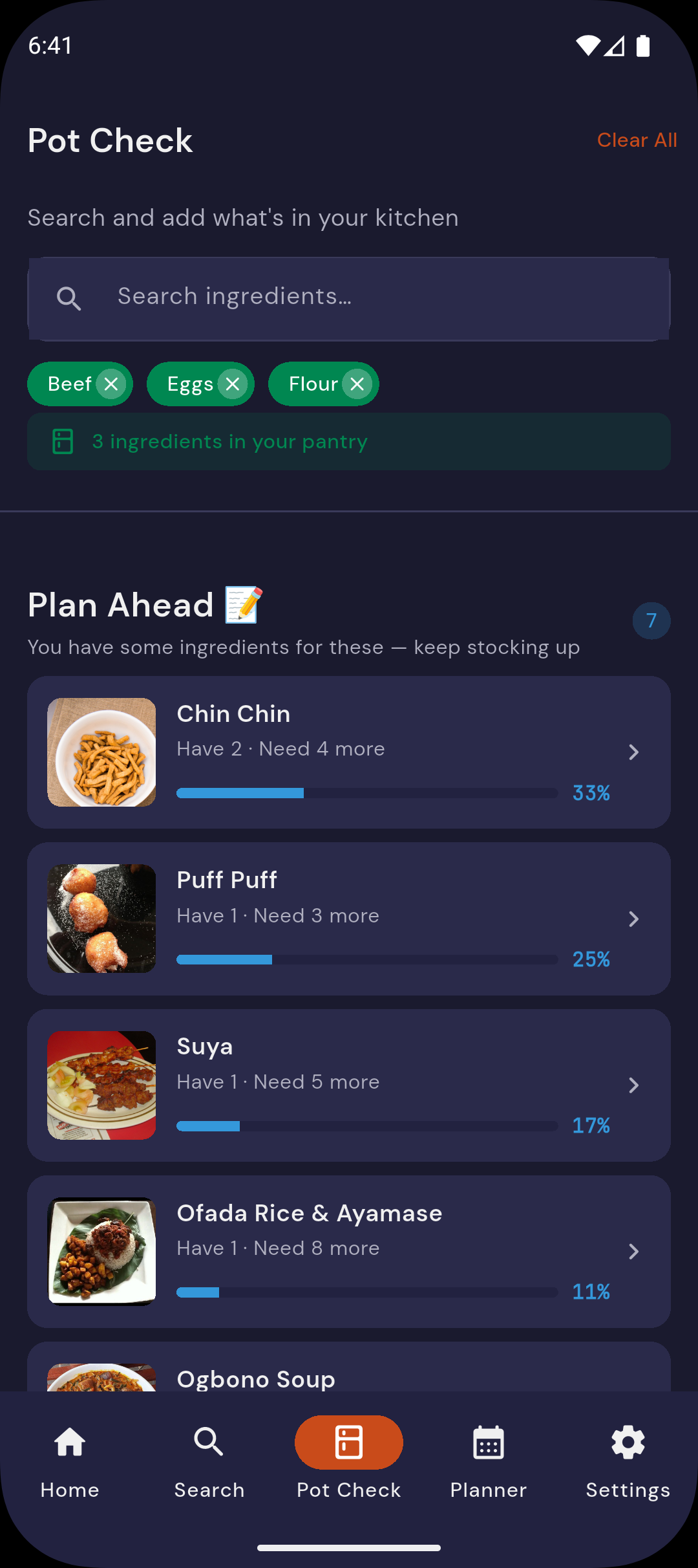 Ounje Pot Check